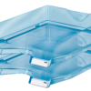 Zwei blau-transparente, übereinander gestapelte Briefablagen VIVA