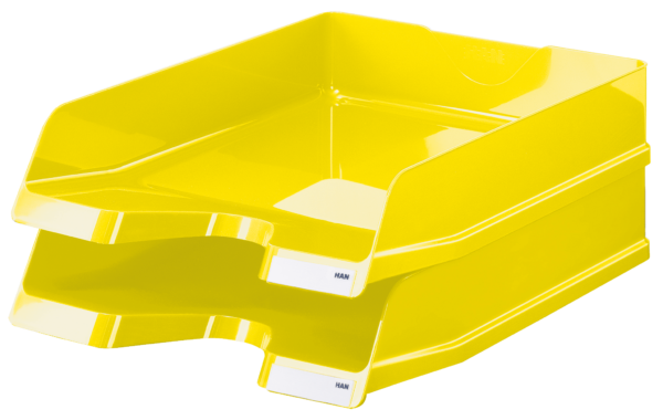 Zwei übereinander gestapelte Briefablagen VIVA in NEW COLOUR gelb