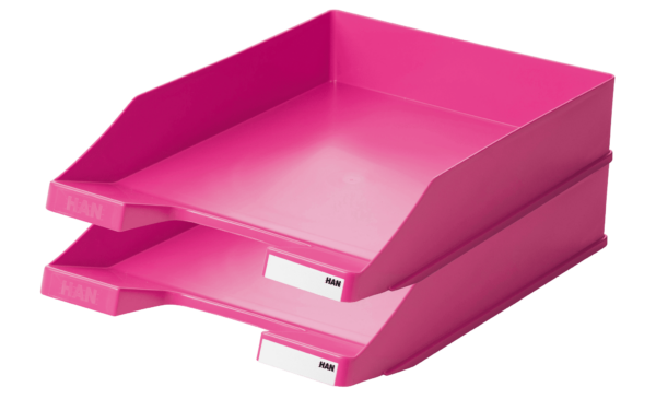 Zwei übereinander gestapelte KLASSIK Briefablagen in pink