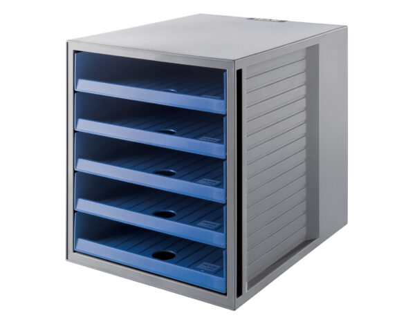 Schubladenbox SCHRANK-SET KARMA mit fünf Schubladen in grau-blau