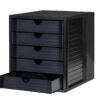 Schubladenbox SYSTEMBOX KARMA mit Schubladeneinsatz und fünf Schubladen in schwarz