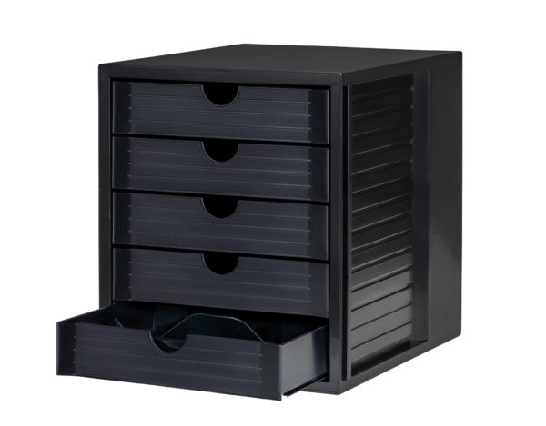 Schubladenbox SYSTEMBOX KARMA mit Schubladeneinsatz und fünf Schubladen in schwarz