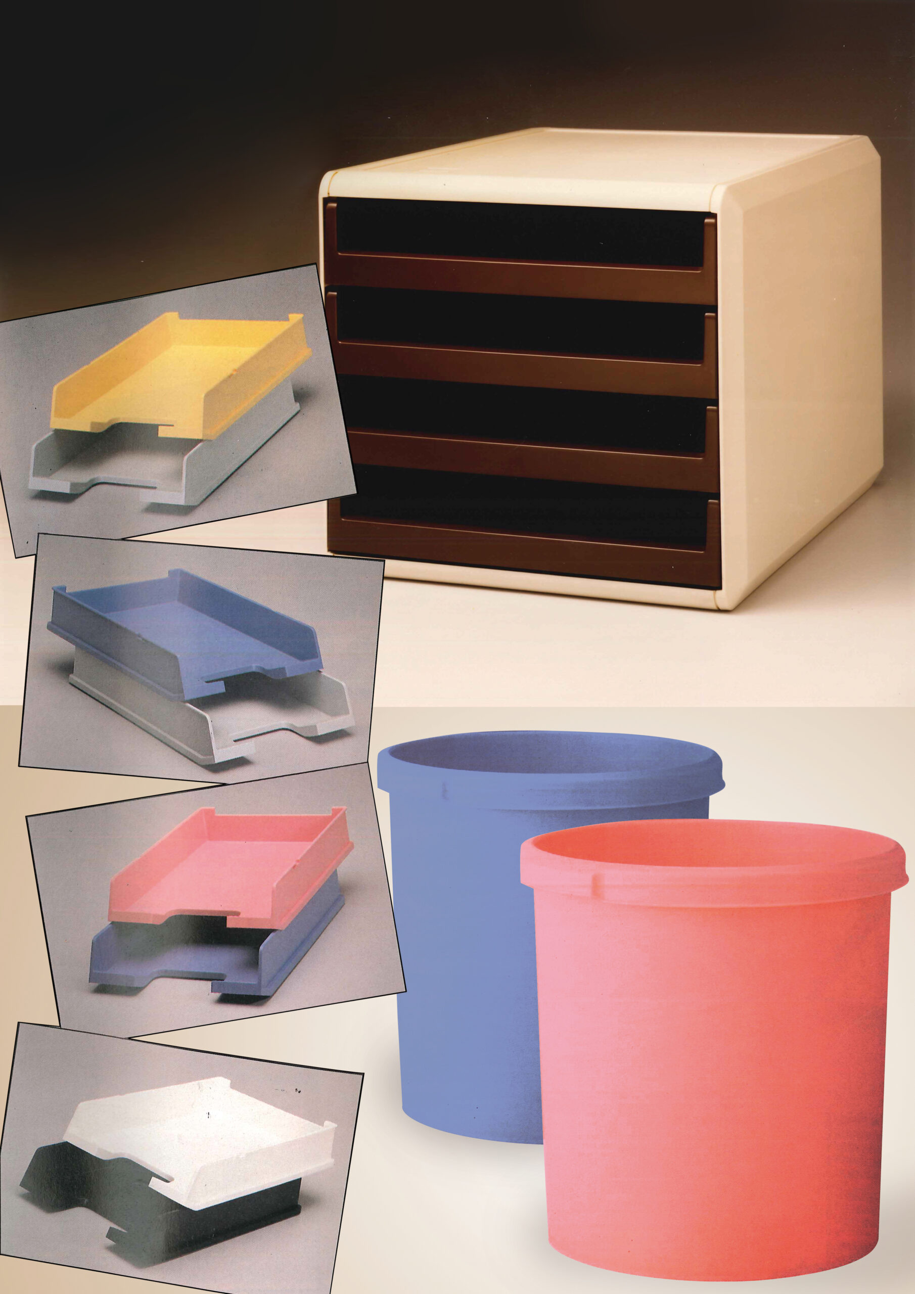 Letter trays, office sets and waste baskets